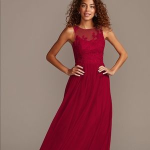 Red long David’s bridal bridesmaid dress... worn once